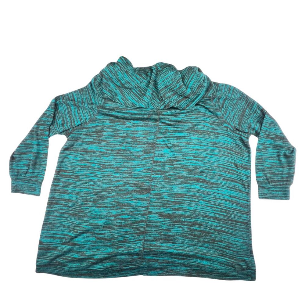 Massini Top Womens 3X Teal Cowl Neck Heathered Relaxed Fit Casual Soft Sweater - Picture 6 of 9